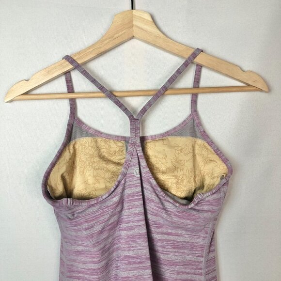 Lululemon Power Y Muted Mauve Stripes Galore Athletic Tank Top 6 - Picture 7 of 9